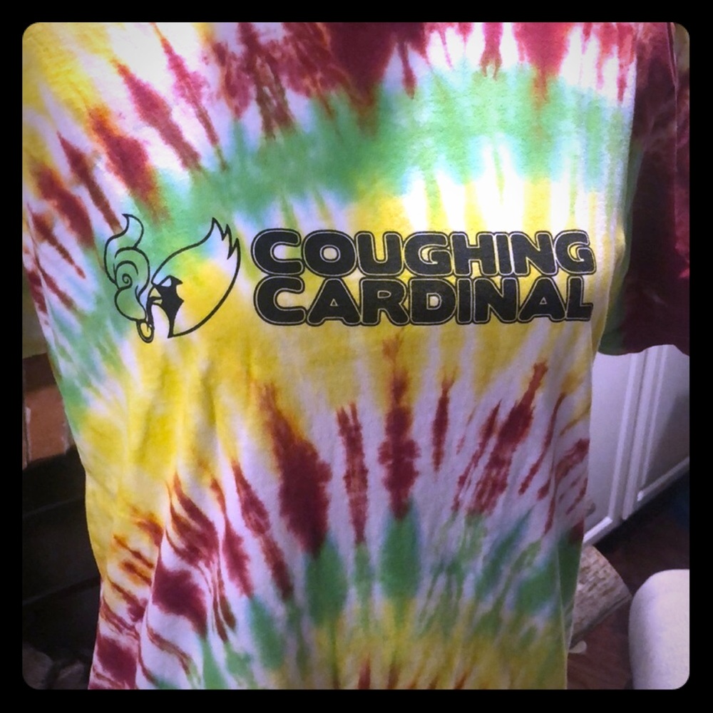 Coughing NFL Cardinal Skater Surf TieDye Tee Rasta colors red gold green black